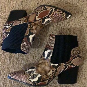 Snake print booties